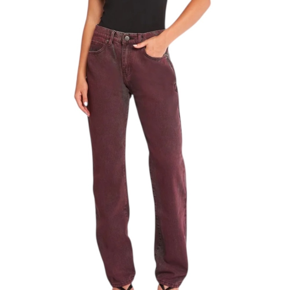 PTCL Daisy Mid Rise Straight Leg Jeans Red Overdyed Size 28 100% Cotton